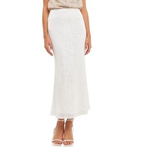 Endless Rose Anthropologie White / Ivory Sequin Midi / Maxi Skirt